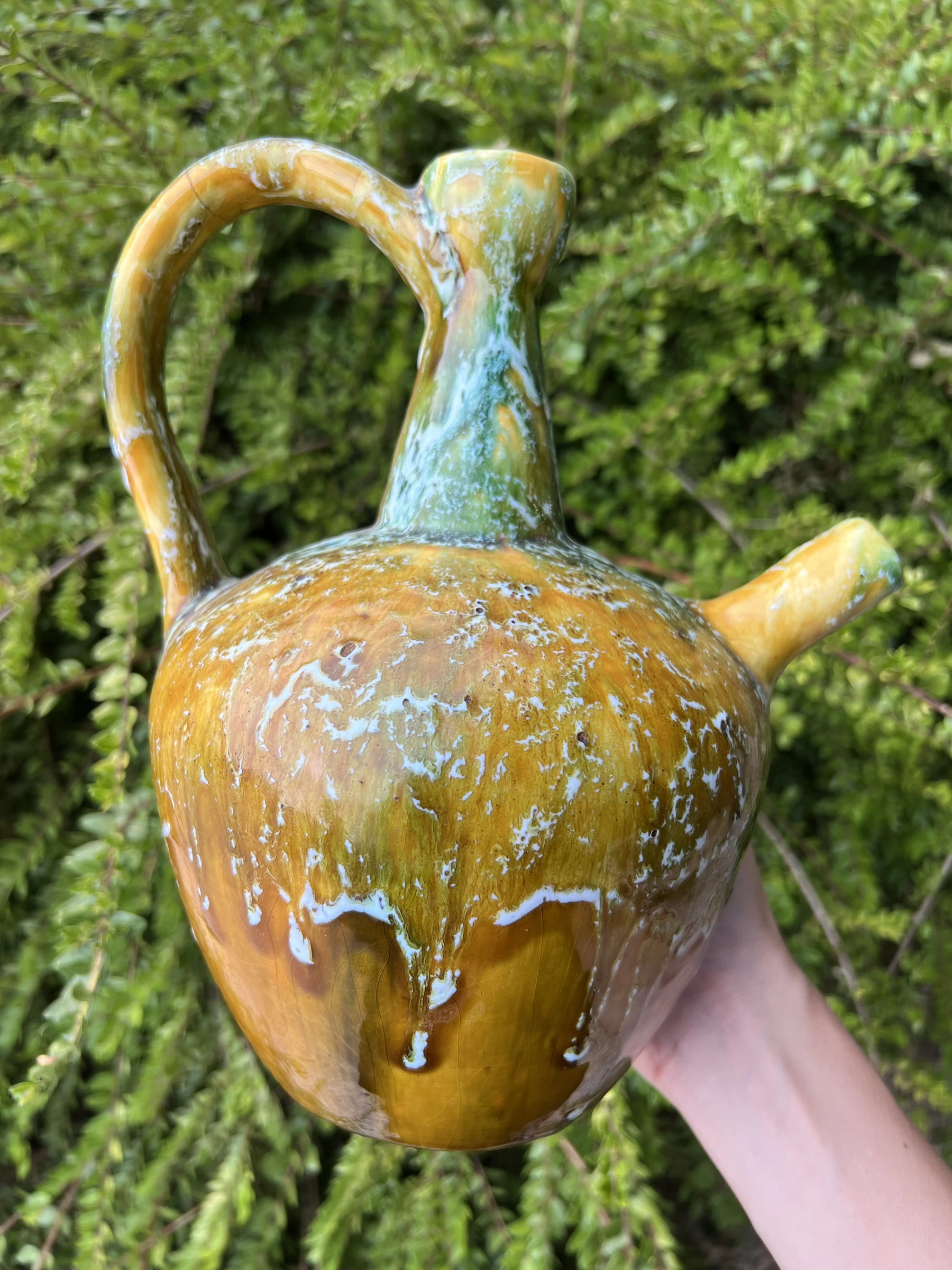 🍯 Antieke vintage geëmailleerde baksteenkruik rustieke handgemaakte decoratie 25,5 cm – photo 8